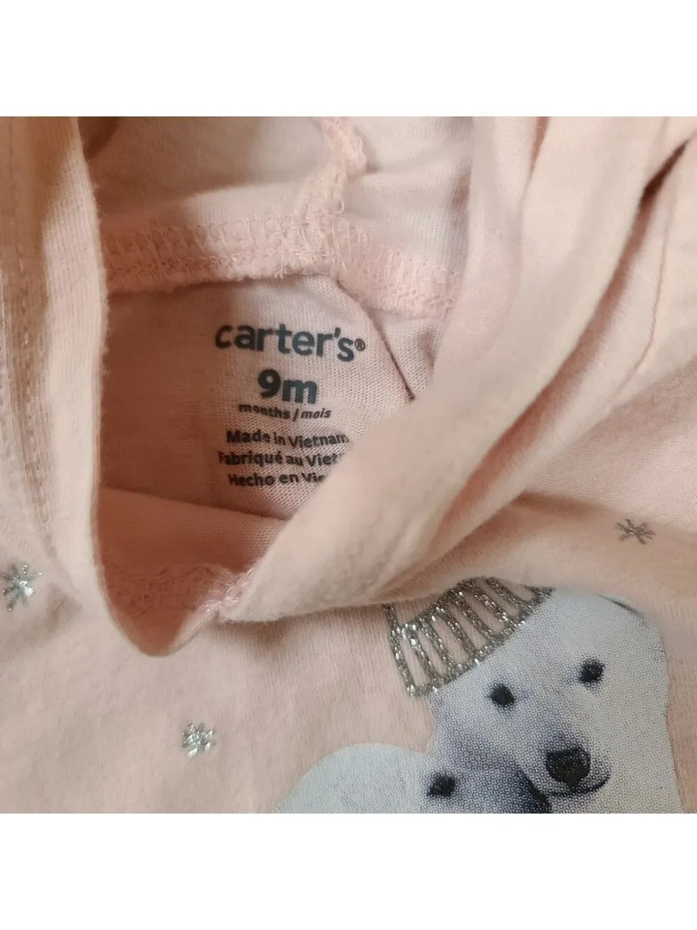 Carter's 9mos Long Sleeve Hooded Top & Reversible Bib Set